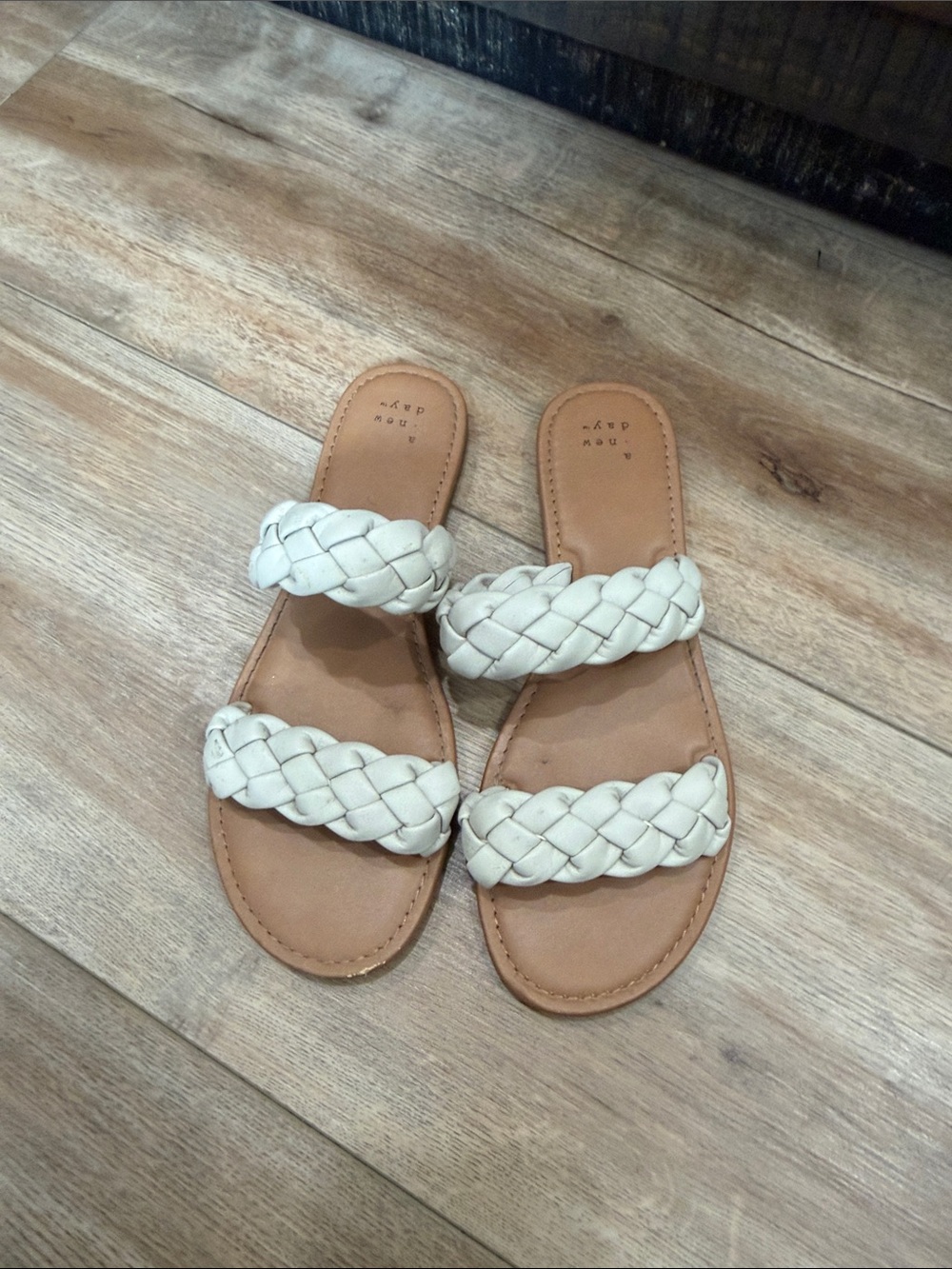 a new day Braided Double-Strap Slide Sandals - White